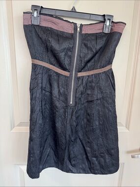 Free People Strapless Black Dress with Mauve Trim